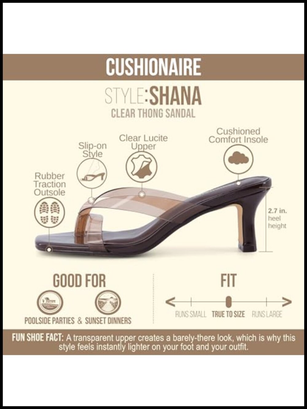 Women's Clear Jelly Kitten Heel Slide Sandals with Cushioned Footbed Split Toe - Picture 3 of 6